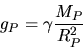 \begin{displaymath}
g_{P} = \gamma \frac{M_{P}}{R^{2}_{P}}
\end{displaymath}